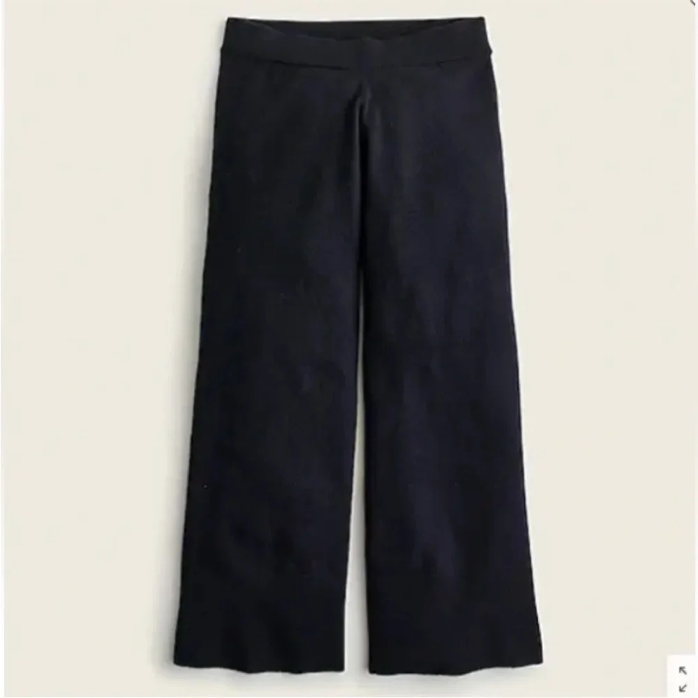 J.Crew featherweight cashmere cropped wide leg elastic waistband pants lounge